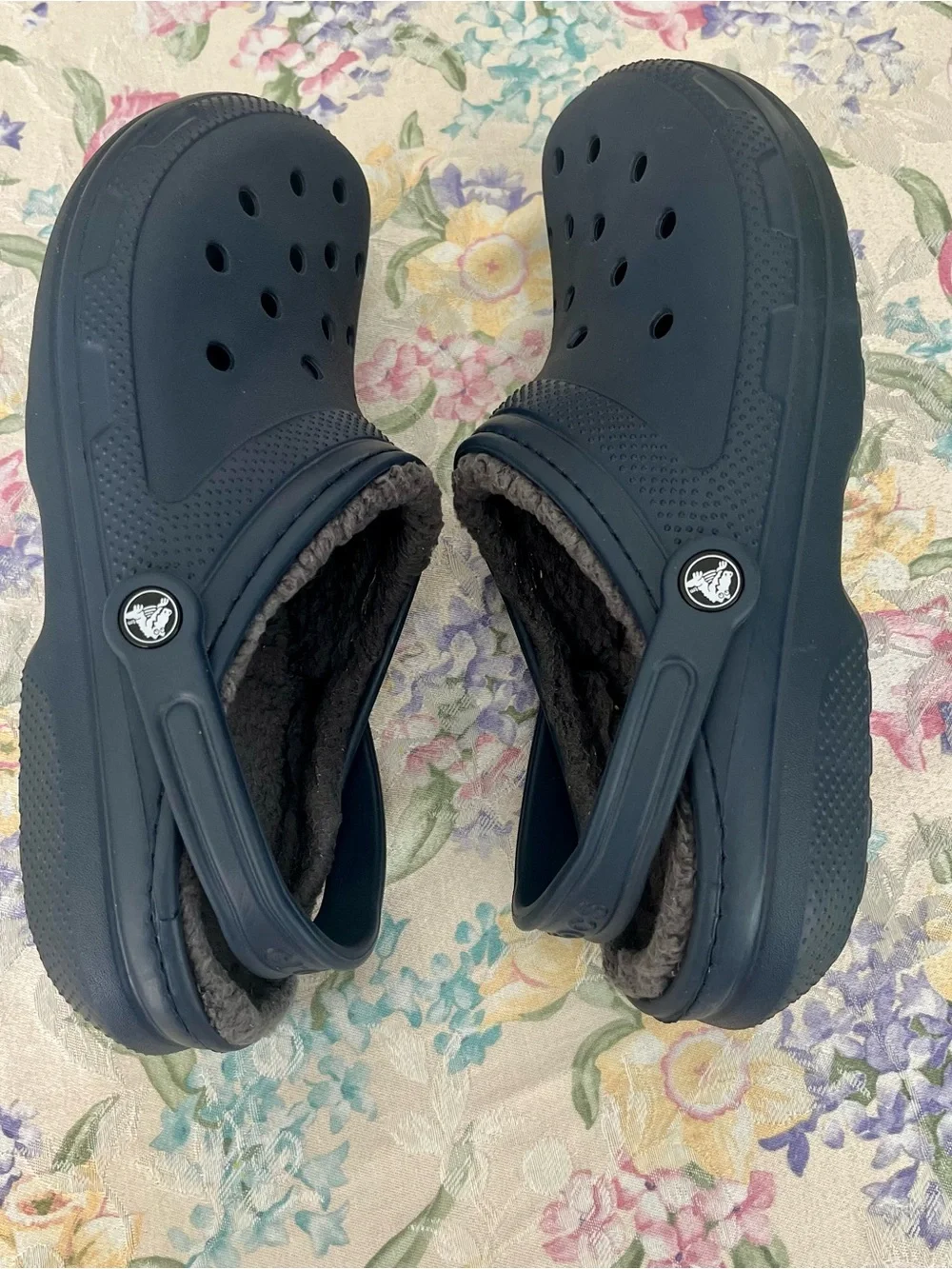 Crocs Classic Lined Clogs Navy Blue Men's 10 Women's 12 Dual Comfort